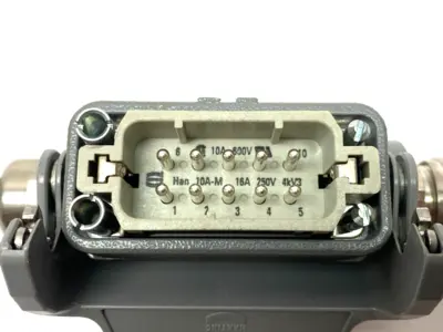 USED HARTING HAN 10A-HSM-HC 1 LEVER 2XM20 CONNECTOR W/ FRAME & INSERTS