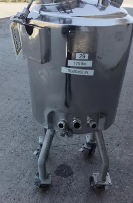 Tank, 26 Gallon (100 Liter), 316L Stainless Steel, Jacketed, 100 PSI, Bulling Metal Works, #5991473