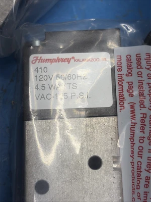 (3) Humphrey 410 120V 50/60HZ 4.5 Watts 125 PSI New In Sealed Bags Fast Shipping