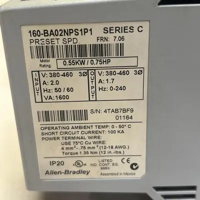 Used ALLEN-BRADLEY 160-BA02NPS1P1 Variable Speed Drives Ohio US | Surplus Asset Holdings #1240410