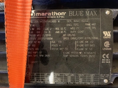 150 HP Marathon Electric Blue Max AC Motor