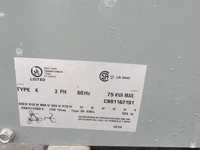 75 kVA Temporary Power Distribution Cart 600V Pri. 208Y/120V Sec.