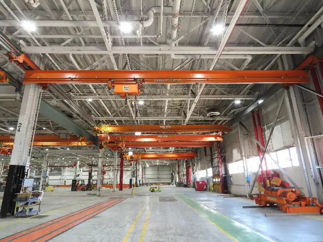 Cleveland Tramrail P&H 3 Ton Single Girder Underhung Bridge Crane 44' 6" Span