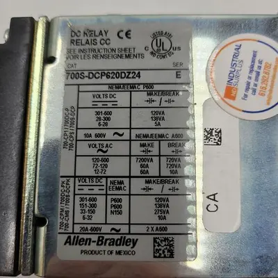 Used ALLEN-BRADLEY ALLEN BRADLEY SAFETY CONTROL RELAY 700S-DCP620DZ24 Industrial Controls | ND Industrial Surplus #1217928