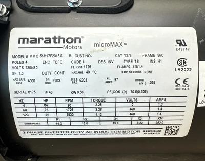 NEW Marathon Electric VVC 56H17F2018A K