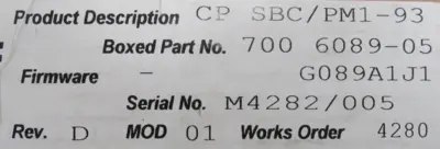 NEW CONCURRENT TECHNOLOGIES CPSBC/PM1-93 SCSI CONTROLLER CPSBCPM193