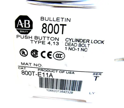ALLEN BRADLEY 800T-E11A PUSH BUTTON CYLINDER LOCK SER. T 800TE11A NEW, SURPLUS
