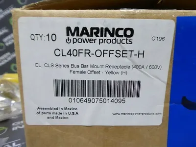 Box of 10 Marinco CL40FR-OFFSET-H Bus Bar Mount Female Receptacles Yellow New NIB