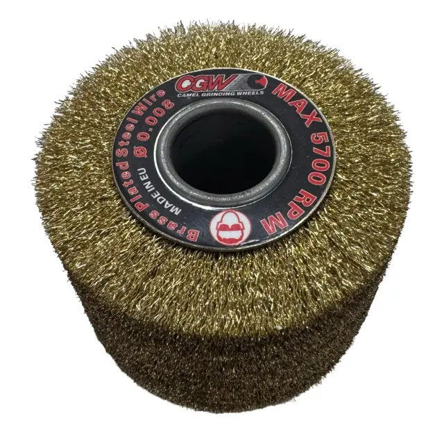 CGW 4" x 2-3/4" x 5/8-11 Abrasive Wheel Drum Brass Plated Steel Wire .008