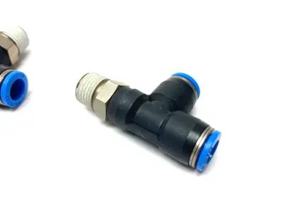 USED FESTO PNEUMATIC PUSH-IN TEE FITTING 1/4" NPT THREAD