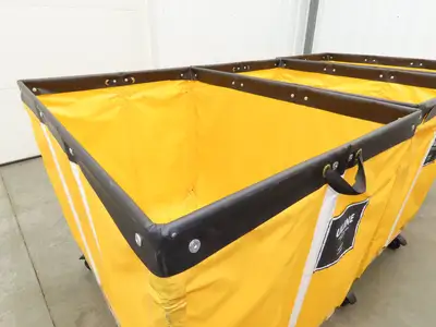 Uline Vinyl Basket Truck Cart Hopper 18 Bushel Yellow 38x26x30" 600lbs Lot of 3