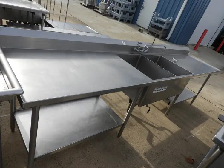 Used Remco Used Remco 2 Compartment Commercial Stainless Steel Sink with Twist Drains - SS16 Sinks Illinois US | Falcon Restaurant Supply #1376478