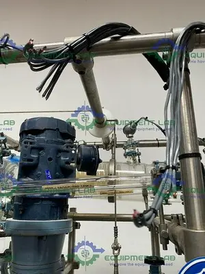 USED BUCHIGLASUSTER CHEMREACTOR GR 15 LITER GLASS BIO-REACTOR W/ CONDENSERS & MORE