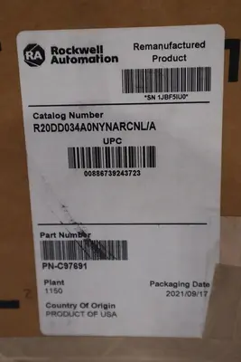 2021 Remanufactured Allen-Bradley R20DD034A0NYNARCNL  PowerFlex 700S VFD #3393-A
