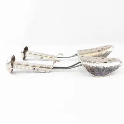 Vintage Metal Foot Guards Pair - Perforated Shields with Straps (Industrial Safety)