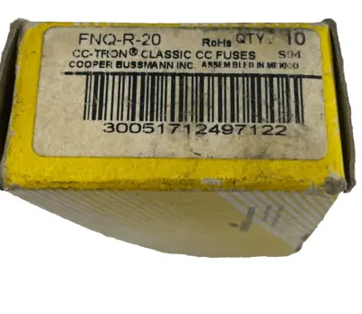 NEW BUSSMAN FNQ-R-20 FUSES LOT OF 10 FNQR20