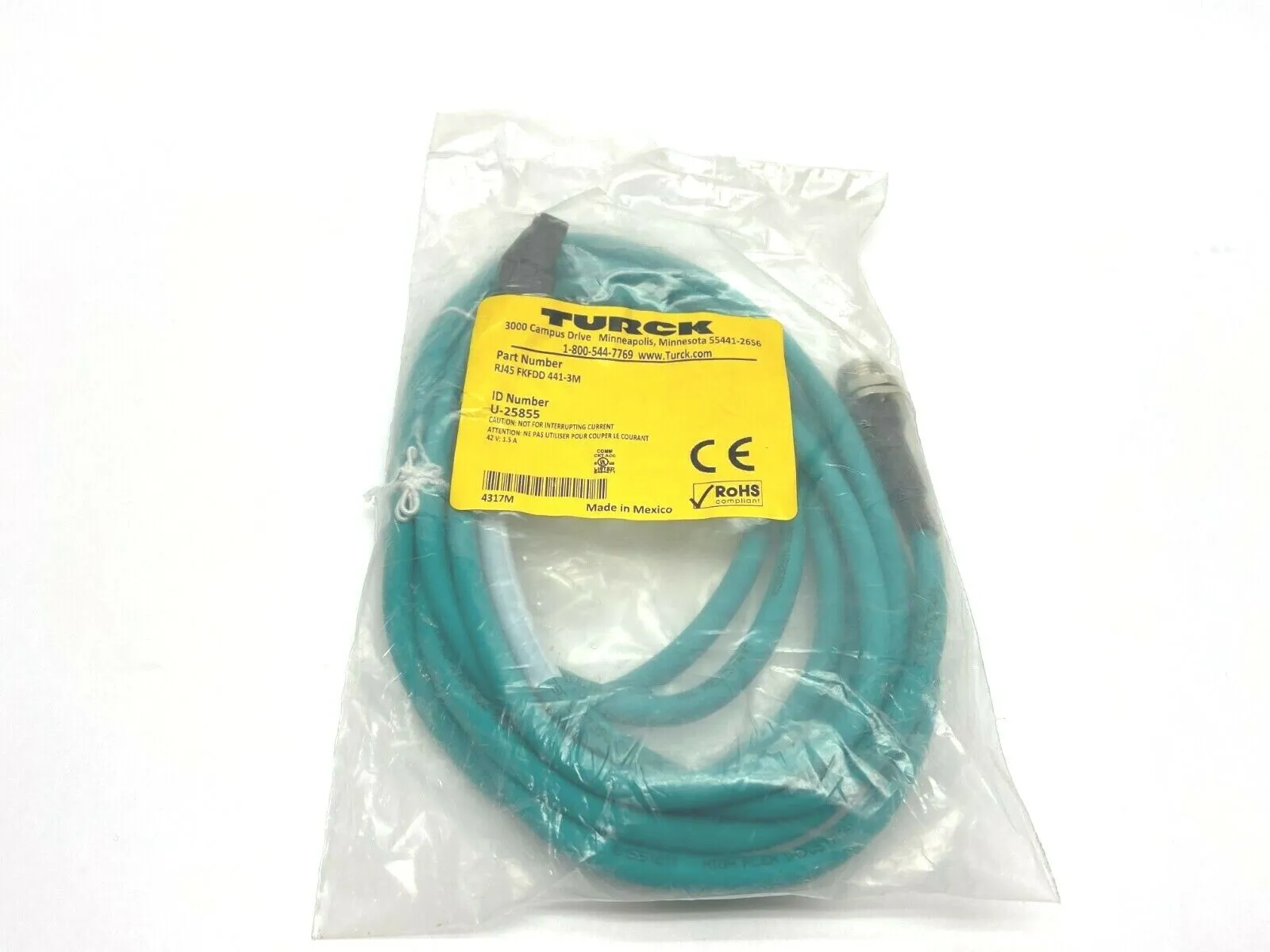 RJ45 FKFDD 441-3M | Turck  U-25855 Network Hybrid Cordset - New