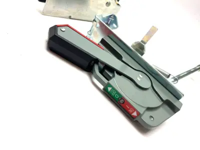 USED ALLEN-BRADLEY DISCONNECT SWITCH ASSEMBLY W/ METAL HANDLE AND COVER