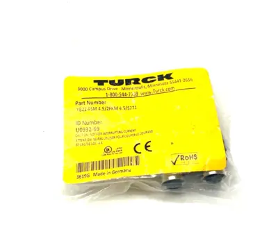 New | in-Stock Turck YBZ2-FSM 4.5/2FKM 4.5/S771,U0932-69 Connector Accessories Michigan US | Maverick Industrial Sales #1391564
