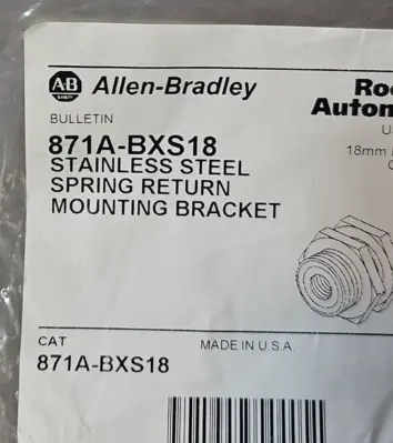 Allen Bradley 871A-BXS18 spring return mounting bracket loc5E29