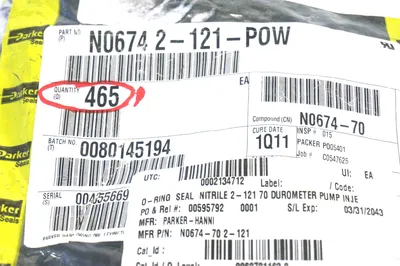 465 NEW PARKER NO674 2-121-P0W O RINGS 2-121 NO6742121P0W