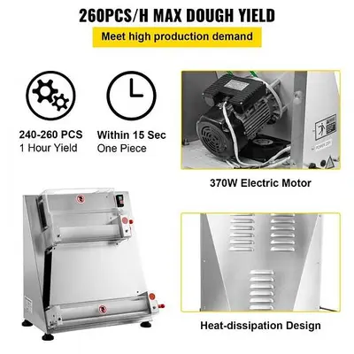 Pizza Dough Roller Sheeter, Max 16" Automatic Commercial Dough Roller Sheeter