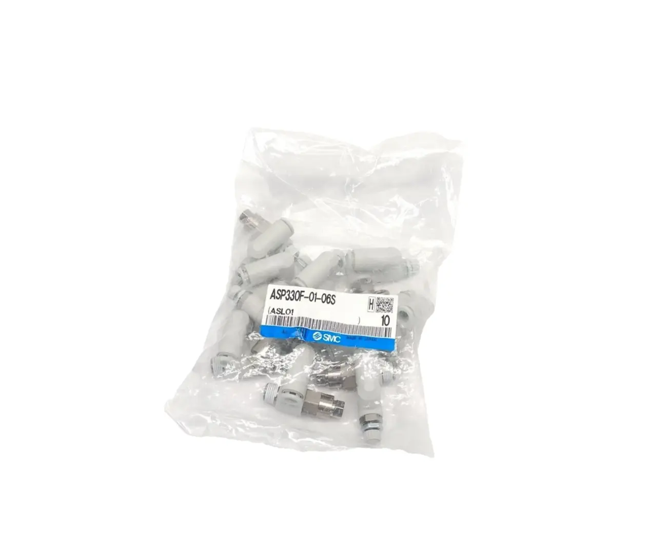 ASP330F-01-06S | SMC  Elbow Fitting, Flow Control & Pilot Check Valve 6mm Tube 10PK - New