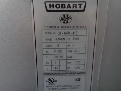 Used 2013 HOBART HL1400N Planetary Mixers California US | BakeryEquipment.com #1555053