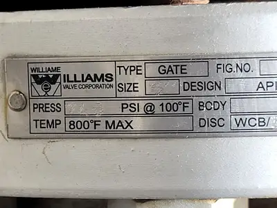 USED WILLIAMS VALVE CORPORATION 30F-62N