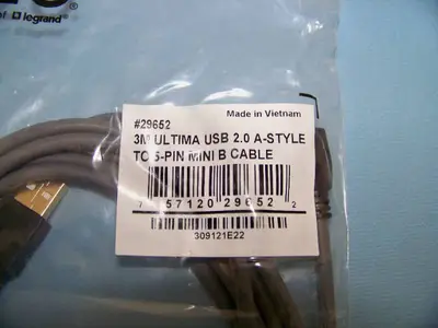 (33 lbs. including Box and Packaging) (100 Qty) Ultima USB 2.0 A-Style to 5-Pin Mini B Cables (3 meters, 9.8 feet) - NEW IN PACKAGING