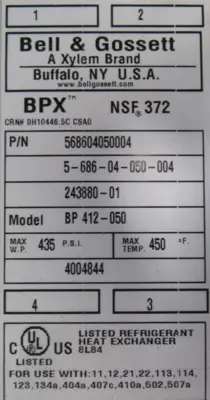 NEW BELL & GOSSETT 5-686-04-050-004 HEAT EXCHANGER 568604050004 BP412-050