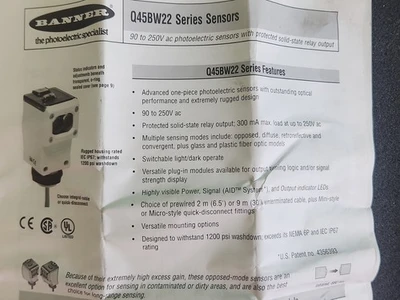 NEW Banner Engineering Q45BW22RQ1