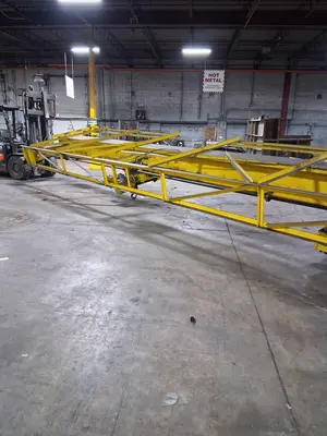 10 TON X 36' X 50' SCHUETTE BRIDGE CRANE W/ (2) 5 TON WRIGHT HOISTS: STOCK #22711