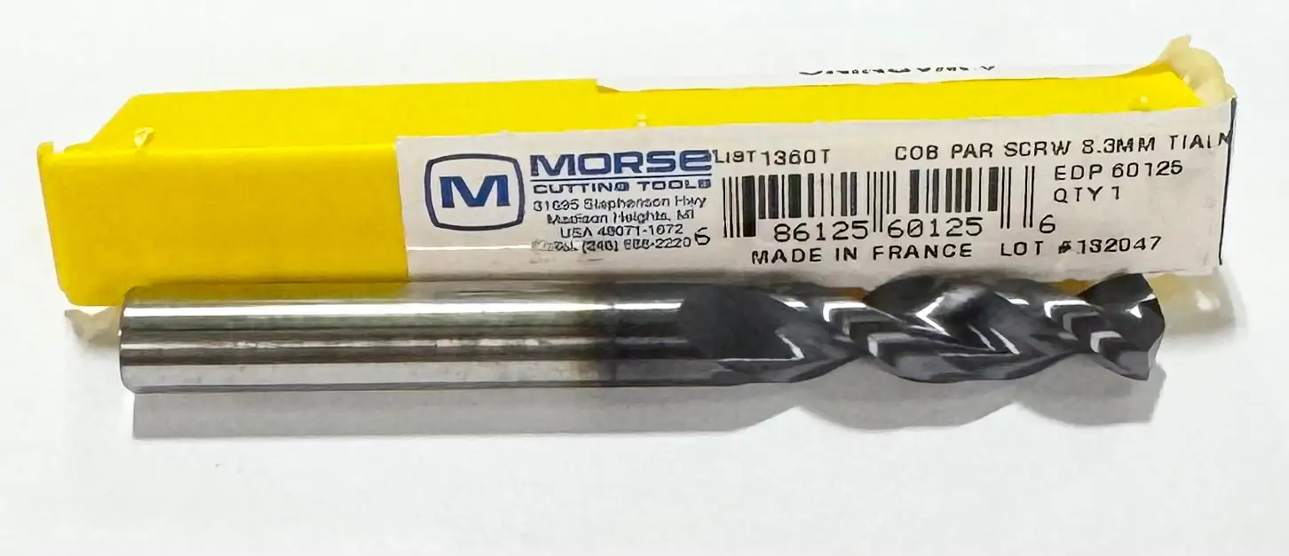 Morse 8.3mm Cobalt Screw Machine Drill TiAlN Coated 130 Deg