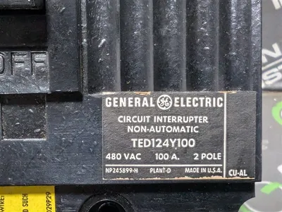 General Electric TED124Y100 Molded Case Switch 100A 480VAC 2 Pole New NIB