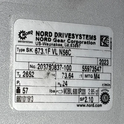 New | in-Stock Nord SK 673.1F VL N56C Gearboxes Indiana US | J&J Industrial Supply #1424198