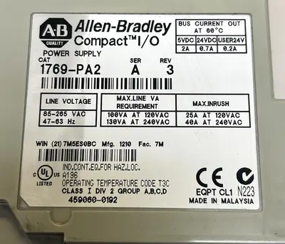 Used ALLEN-BRADLEY 1769-PA2 Industrial Controls Ohio US | Surplus Asset Holdings #1238264