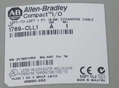 NEW ALLEN BRADLEY 1769-CLL1 LEFT TO LEFT BUS EXPANSION CABLE SER. A, REV. 1