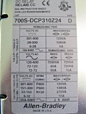 USED Allen-Bradley 700S-DCP310Z24