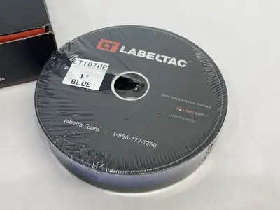 USED LABELTAC PRO MODEL HIGH PERF. 10 YEAR VINYL LABEL, 1" X 150'/ROLL, BLUE