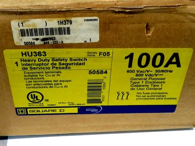 NEW SQUARE D HU363 SAFETY SWITCH 100AMP 600VAC 50/60HZ