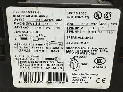 USED SIEMENS 3RT1026-3A