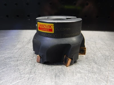 Sandvik CoroMill 63mm Indexable Facemill 22mm Arbor 490-063Q22-08M (LOC2789A)