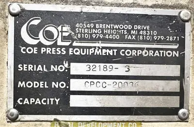USED 2002 COE CPPC-20036 / CPCSR-20036