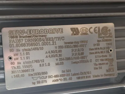 SEW Eurodrive FAZ67 DRN90S4/BE2/TF/C Geared Motor Assembly 1762/12 RPM New