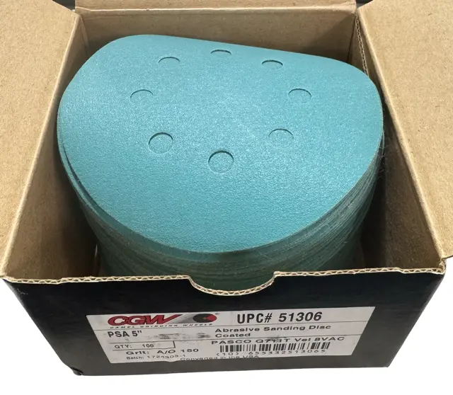 5" Hook & Loop Sanding Discs 8 Hole 150 Grit Aluminum Oxide 100 Pack