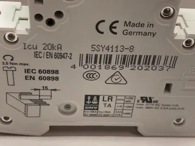 New | in-Stock SIEMENS 5SY4 113-8 Miscellaneous Equipment (Electrical & Power) | Surplus Asset Holdings #1195243