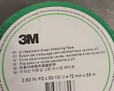 3M UV UU 0125-0622-4 Resistant Green Masking Tape 72mmx55m (BIN 3.4.4)