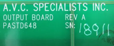 USED AVC SPECIALIST PASTD648 OUTPUT BOARD