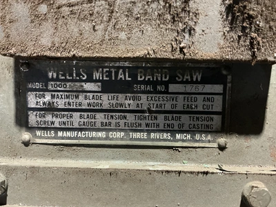 Used WELLS 1000 HEAVY-DUTY, INDUSTRIAL HORIZONTAL METAL-CUTTING BAND SAW Horizontal Band Saws Michigan US | Miedema Asset Management Group #1761515
